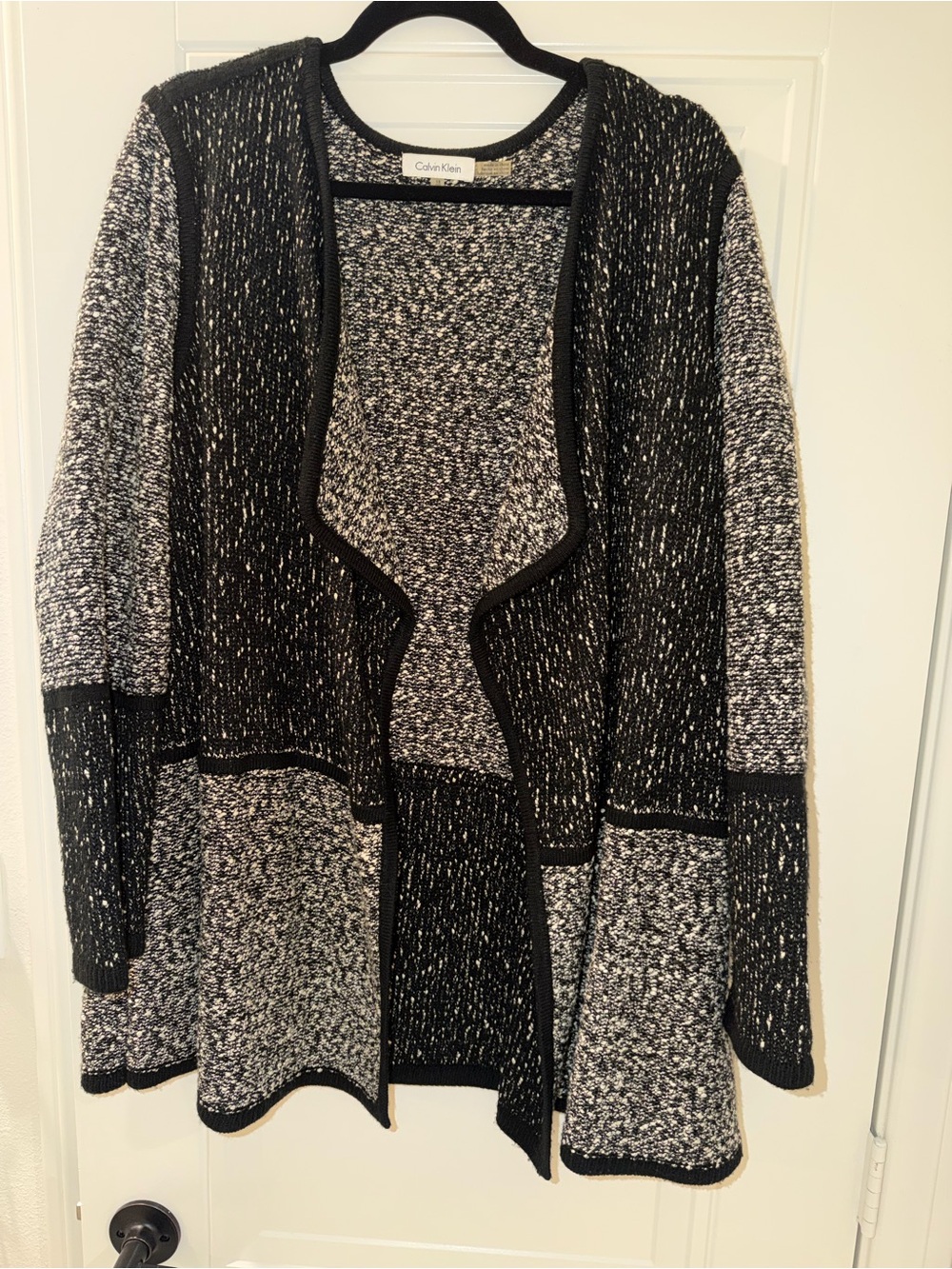 Calvin Klein Women's Black & Gray Open Front Sweater Cardigan
